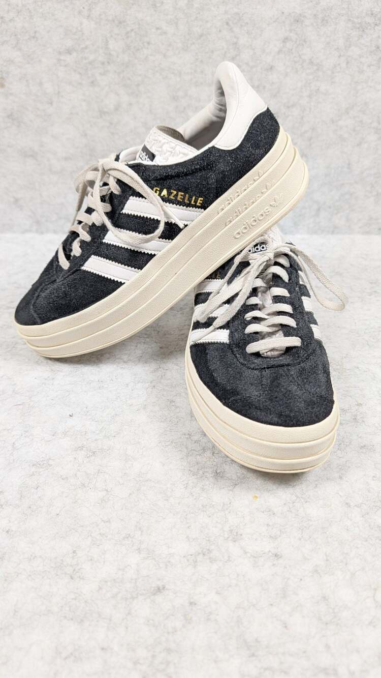 Adidas Gazelle Bold Core Black White Athletic Sneakers 6.5